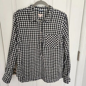 Merona Black & White Checkered Button-Down Top